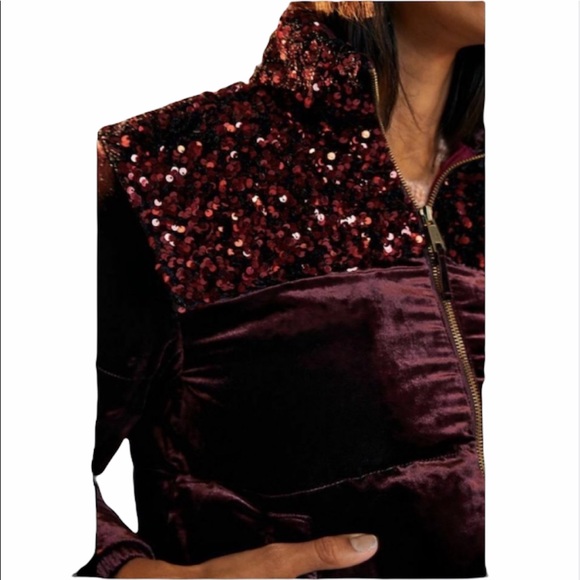 Anthropologie Fran Velvet Sequin Puffer Jacket - Picture 4 of 17